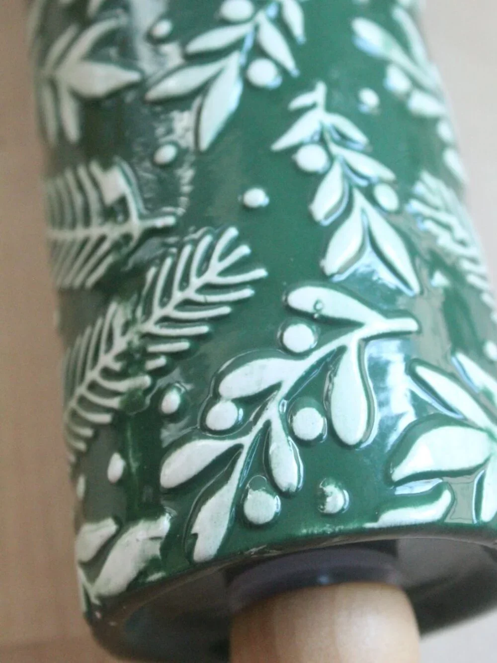 Dark Green Ceramic Rolling Pin